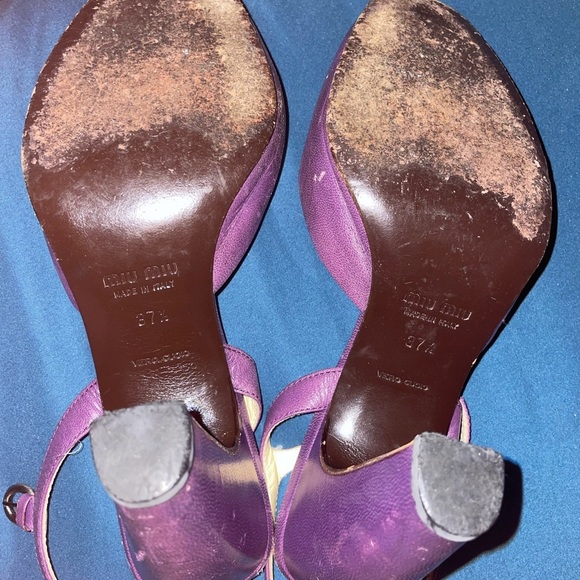 Miu Miu vintage flower design purple leather heels 37.5 - Picture 5 of 6